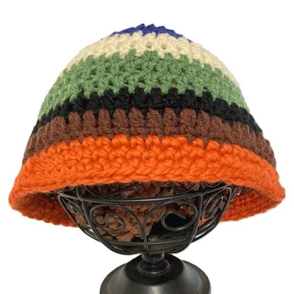 Bucket Hat Rainbow Multicolored Handmade Crocheted UNISEX One Size Adult - Picture 1 of 10